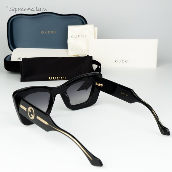 Gucci Women Sunglasses Black Crystal Grey Gradient Butterfly GG1552S 001 NEW - Picture 9 of 10